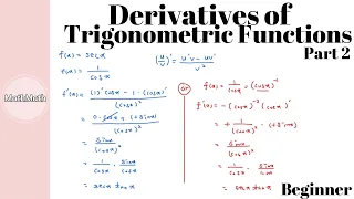 Calculus - HOW TO: Derivatives of Trigonometric Functions (Beginner Level, Part 2)