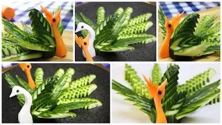 Super Salad Decoration Ideas - Cucumber Bird, Swan, Peacock Carving Garnish