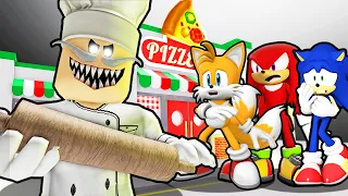 SONIC, TAILS AND KNUCKLES VS TEAM EVIL PIZZERIA ESCAPE IN ROBLOX
