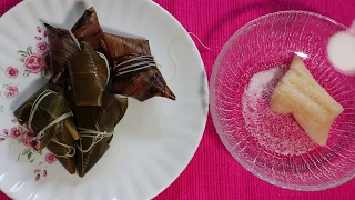 袖珍白粽 | 笋壳 竹叶 | 多谢李子柒 | Mini Zongzi by shells of bamboo shoots and bamboo leaves | Thank Liziqi