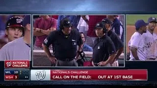 MIL@WSH: Out call at first stands in the 7th inning