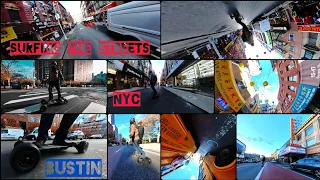 Surfing the Streets in the Winter. Riding from Chinatown to the Apollo Theater