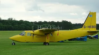 Britten Norman Islander G-HEBO - take off from Old Warden