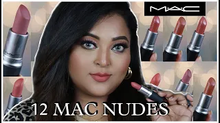 MAC NUDE LIPSTICKS|| 12 NUDE SHADES||My Favourites|| Pink/Peach/Brown/Mauve Nudes||REVIEW & SWATCHES