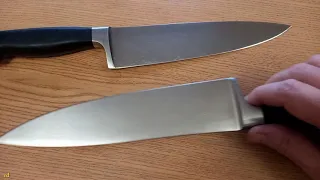 Ножи ZWILLING J.A. HENCKELS в ракурсах ДО и ПОСЛЕ заточки (шефы, 200 мм лезвие)