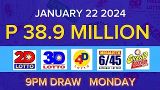 9PM LOTTO RESULTS TODAY JANUARY 22 2024 (Complete Details)