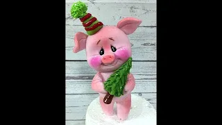 как сделать свинку ( хрюшку )из мастики /how to make a pig cake topper