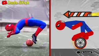 Real Football vs Stickman | Stickman Dismounting funny moments | Dude Stick