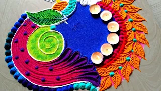 satisfying video / peacock rangoli for Janmashtami #879