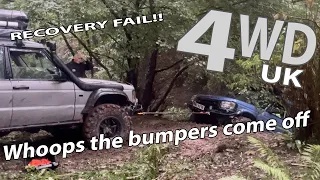 4X4 RECOVERY FAIL | Snatch recovery gone wrong | offroad recovery fail | Cae Dai Disaster | 4WD UK