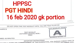 PGT HINDI 2020|| GK PORTION ||HPPSC