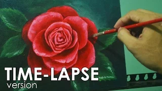 Time-lapse Acrylic Painting Demo - Red Rose by JM Lisondra