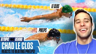 Chad Le Clos reacts to beating Michael Phelps! | Olympic Rewind