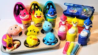 Satisfying Video| Baby Shark ASMR, How to Make Surprise Eggs, Playdoh & Candy Eyes 👀
