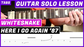 Whitesnake - Here I Go Again | GUITAR SOLO LESSON | GUITAR TAB | TUTORIAL #14