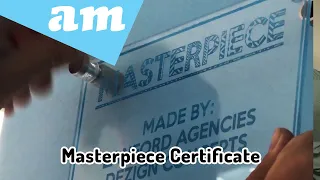 Laser Engrave Masterpiece Certificate on Perspex by Lanford Agencies Dezign Concepts