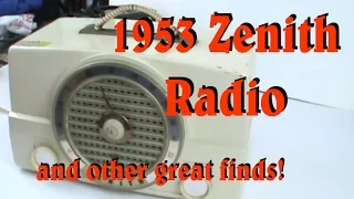 1953 Zenith Tube Radio, Porcelain Light Fixtures Amateur Radio License Plates