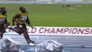 IAAF Moscow 2013 Mens 100m Final Bolt Wins 9.77