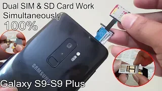 Samsung S9 & S9 Plus || How To Use Both 2 SIM With SD CARD with Hybrid SIM Slot Adapter in S9&S9+