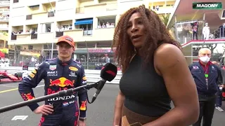 Max Verstappen post race interview (ft. Serena Williams) - 2021 Monaco GP