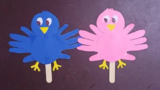 How to Make HandPrint Craft /Stick Puppets-/Nursery Rhymes /Two little Dicky Birds #nursery