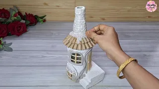 A very beautiful bottle house making idea at home | bottle house | bottle art | Crafty hands