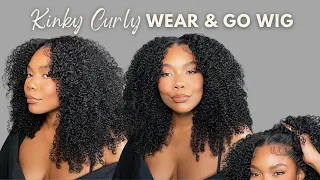 Super Easy INSTALL & LAID Kinky Curly Wear and Go Pre Cut Lace Wig! FT Unice Hair