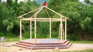 Top Videos Farm Life : Build a hexagonal wooden cabin - Completed wooden houses on the waterfall