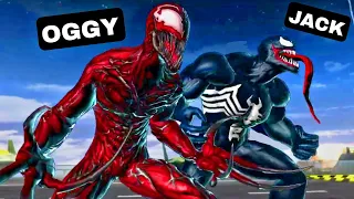 OGGY BECAME CARNAGE, BLACK SPIDER-MAN & VENOM VS JACK ARMY EPIC BATTLE!