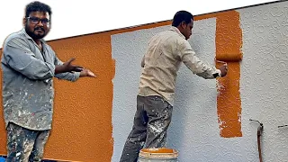wall design for interior and exterior | wall texture painting making ideas