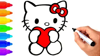 Hello Kitty Çiz Ve Boya | Kolay Resim Çizme ve Boyama | Kolay Çizimler