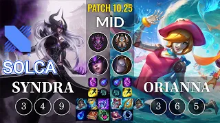 DRX SOLCA Syndra vs Orianna Mid - KR Patch 10.25