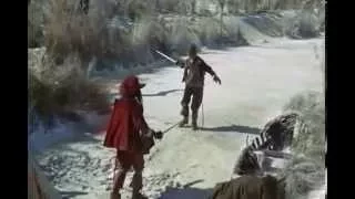 D'Artagnan and Rochefort duel on a frozen river