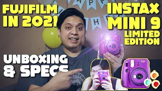 FUJIFILM INSTAX MINI 9 UNBOXING AND SPECS IN 2021 // CLEAR PURPLE // LIMITED EDITION