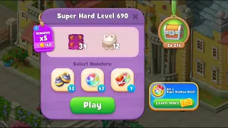 Gardenscapes Level 690 Walkthrough "No Boosters Used"