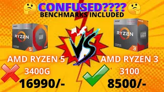 AMD RYZEN 5 3400G VS RYZEN 3 3100 | BENCHMARKS INCLUDED | FULL DETAILED COMPARISON AND REVIEW