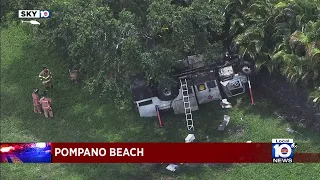 FHP: Fuel truck overturns on Turnpike in north Broward, closing southbound lanes