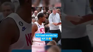 KD has words for Porzingis after an insane fadeaway on him.