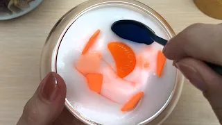 Orange Mousse mixing floam and parts into orange slime. ♪ASMR♪