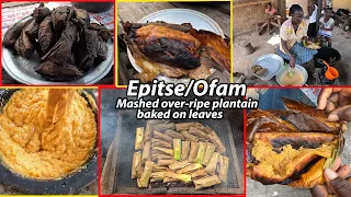 How to prepare Authentic EPITSE in Ghana!! Mashed over-ripe plantain baked on leaves !! local food