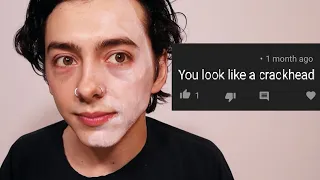 reading hate comments while doing pennywise makeup