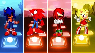 Sonic Exe 🆚 Spiderman Sonic 🆚 Super Amy Rose 🆚 Knuckles Exe Sonic | Sonic Tiles Hop