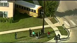 Texas school bus crashes into house