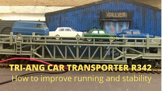 HOW TO IMPROVE THE RUNNING AND STABILITY OF AN OLD  Tri-ang Car Transporter R342 6 minix car set