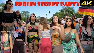 Party at street in German way. Berlin street party. Carnival of cultures in Berlin