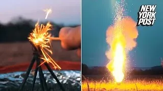 10,000 sparklers set off at once makes a giant fireball