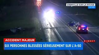 Collision frontale sur l’A-50: 6 personnes blessées sérieusement - Explications, 22h