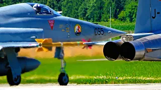 F-5 Tiger Pilots Synchronize Full Afterburner Takeoff [4K]