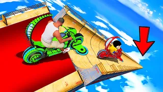 SHINCHAN AND FRANKLIN TRIED IMPOSSIBLE HIGHEST MEGA RAMP JUMP CHALLENGE BY CARS BIKES & TRUCKS GTA 5