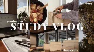 STUDY VLOG | productive fall days, what I bring for studying, book cafe